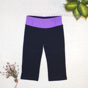 🍋 LULULEMON Capris (Black w/ Purple Waistband)